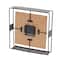 9" Black Geometric Open Frame Square Clock with Grid Pattern